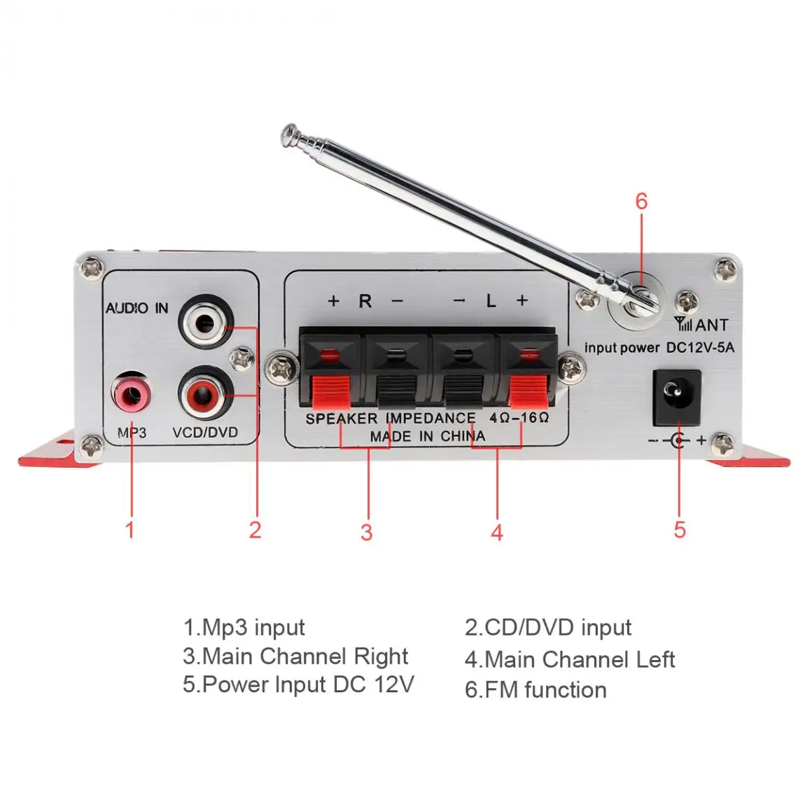 Kentiger HY 502S DC 12V Mini усилители Bluetooth наушники Amp SD/USB Play FM радио с дистанционным