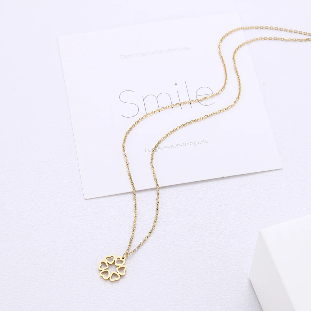 Женское колье из нержавеющей стали CACANA Золотистое Ожерелье с шестью полыми