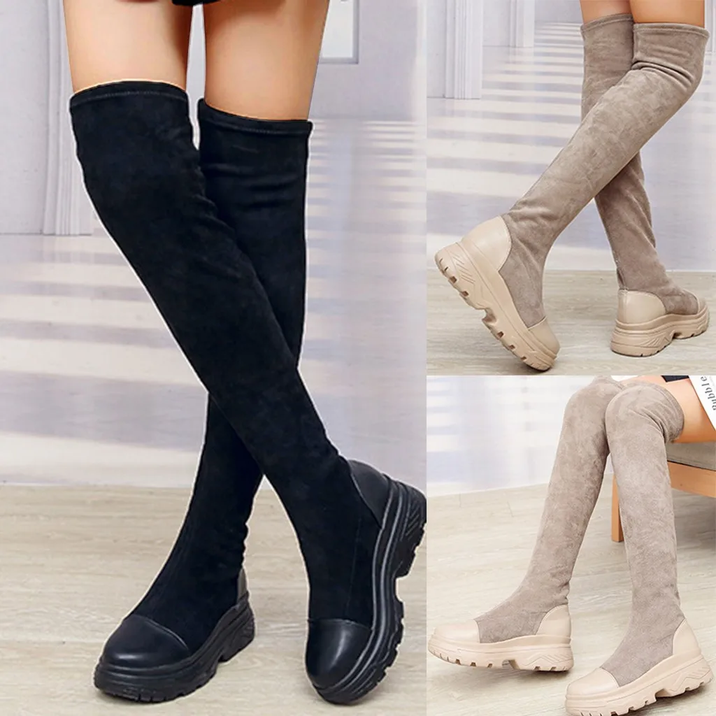 2020 г. Весна зима новые женские модные зимние сапоги на платформе без шнуровки из