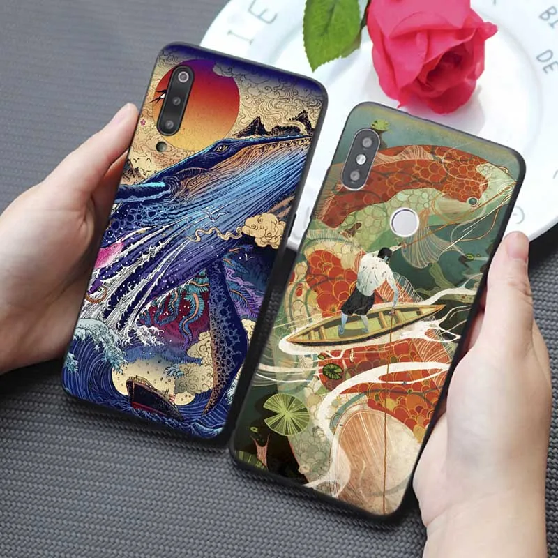 Japanese style Art Japan Cover for samsung galaxy a50 a70 a30 a40 a20 s8 s9 s10 plus Clear Soft Silicone Phone Case |