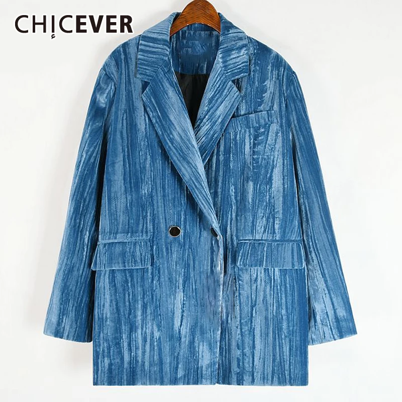

CHICEVER, повседневные блейзеры для женщин, двубортные, цветные, свободные, с длинными рукавами, с карманами, пальто для женщин, 2021, осенняя одежд...