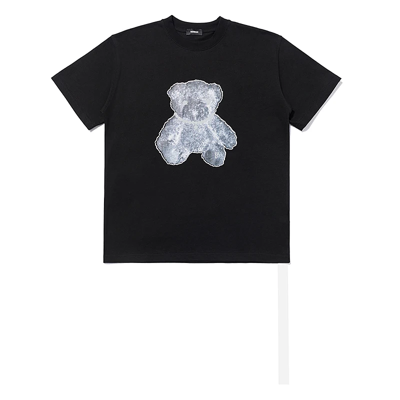 

2021 new fashion Solid color printed short-sleeved loose T-shirt for men and women couples high street hip-hop