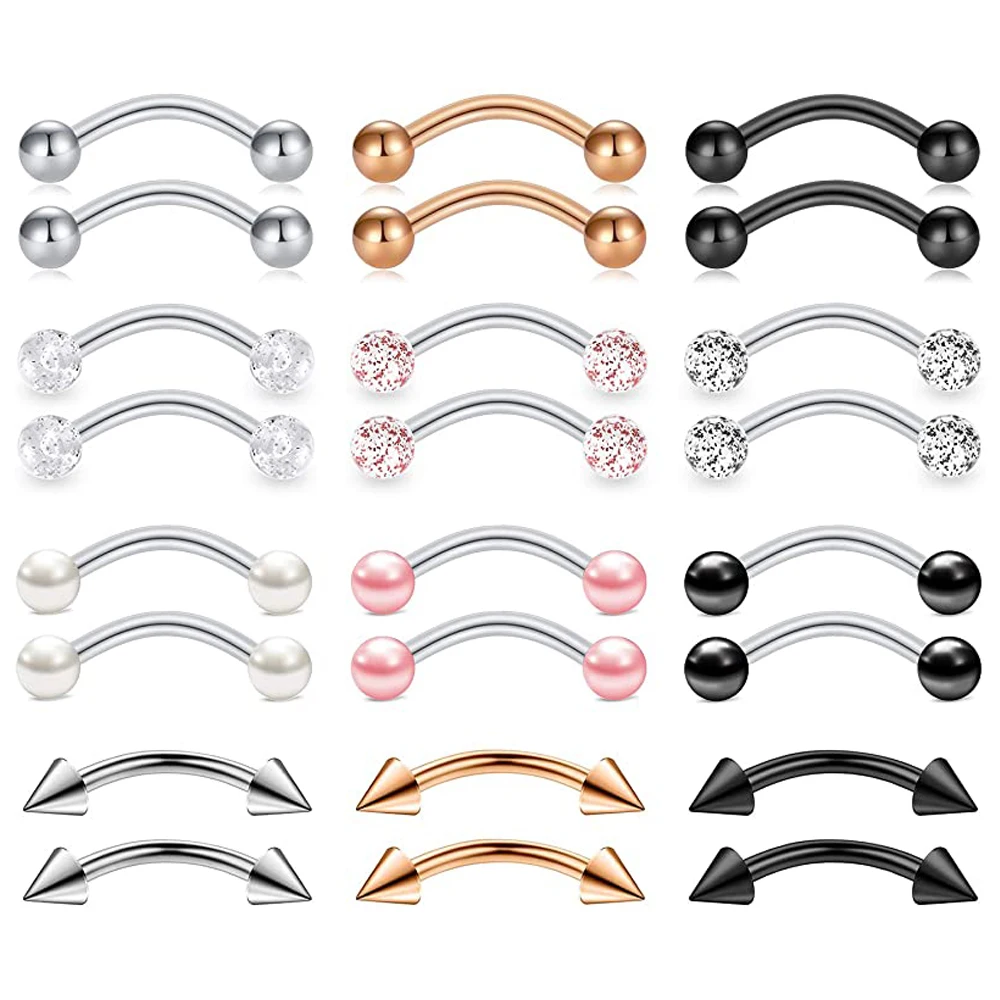 2 шт хирургический стальной стержень изогнутая штанга Змеиный глаз кольцо для