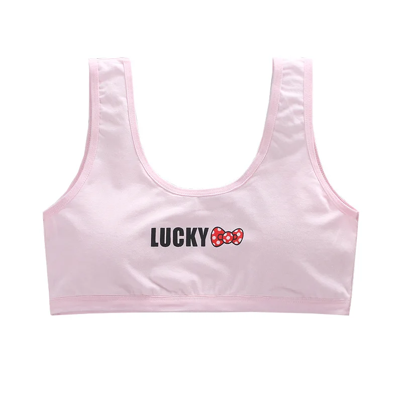 

JIAYAN Girls Training Bra Crop Tops Children Puberty Breathable Solid Teenager Letter Printed Sports Underwear Cotton