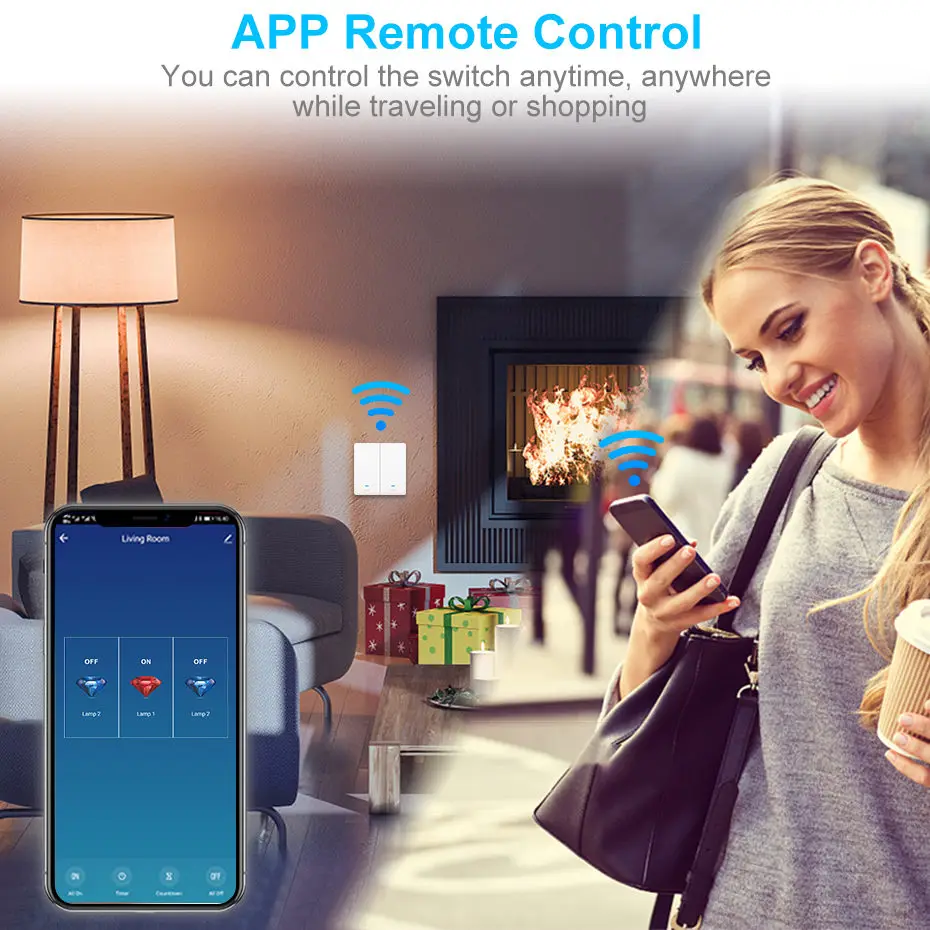 

Tuya WiFi Smart Switch 86 EU Light Switch Work with Alexa Google Home 1 2 3 gang 2200W Wall Switch Voice Control Smart Life APP