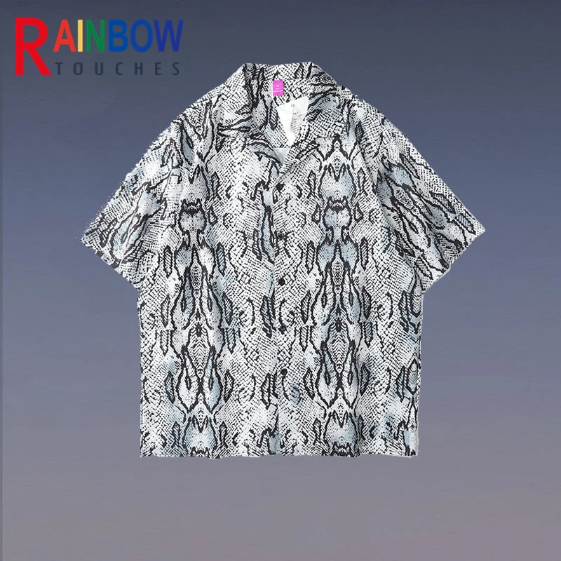 

Rainbowtouches Summer High Street Hip Hop Fashionable Casual Cobra Digital Printing Polyster Shirts Men Tidal Current Harajuku