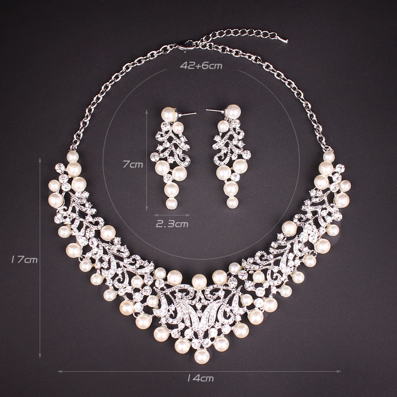 Женский Свадебный комплект из колье и серёг золотого цвета с искусственным