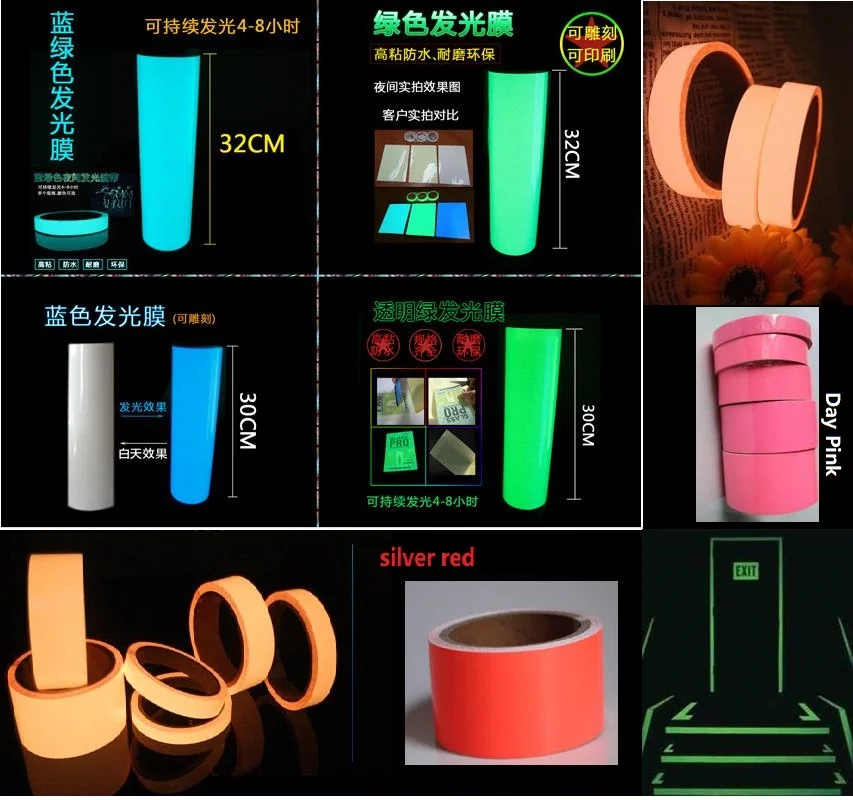

30 см * 5 м ПЭТ ремень светящаяся лента самоклеящаяся светящиеся ночью/темной стадии безопасности ярких Предупреждение защитная лента