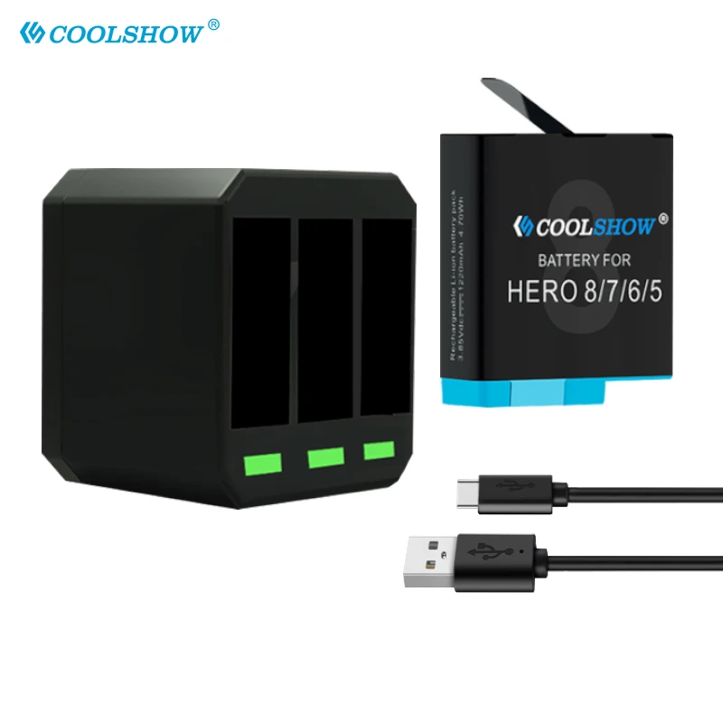 Для GoPro Hero 8 7 6 5 Black AHDBT 801 701 601 501 Аккумулятор для камеры 1220 мАч Зарядное