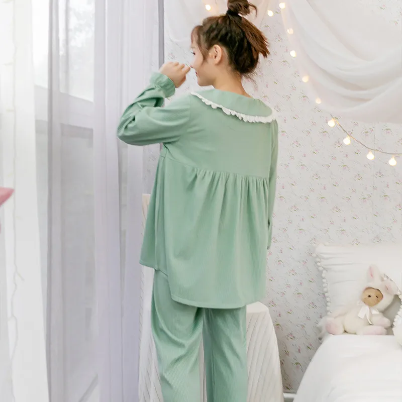 Пижама для беременных и кормящих женщин осенняя хлопковая свободная большого