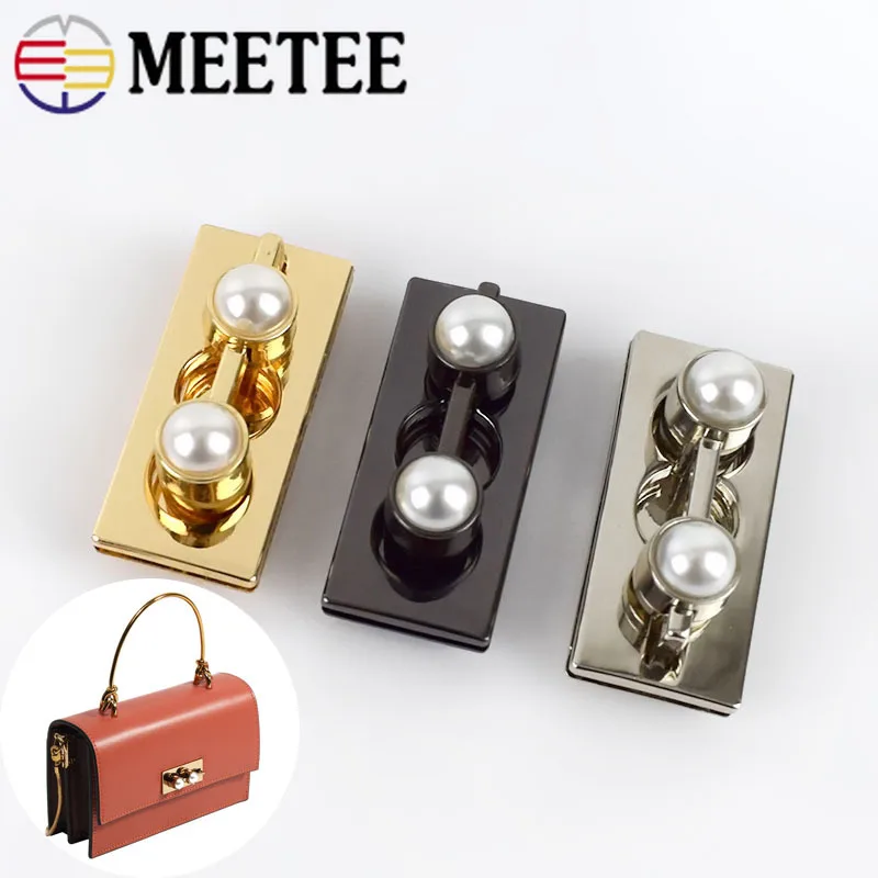 2/5pcs 49x22mm Rectangular Pearl Bag Locks Metal Handbag Lock Snaps Clasp DIY Replacement Purse Closure Leather Accessories | Дом и сад