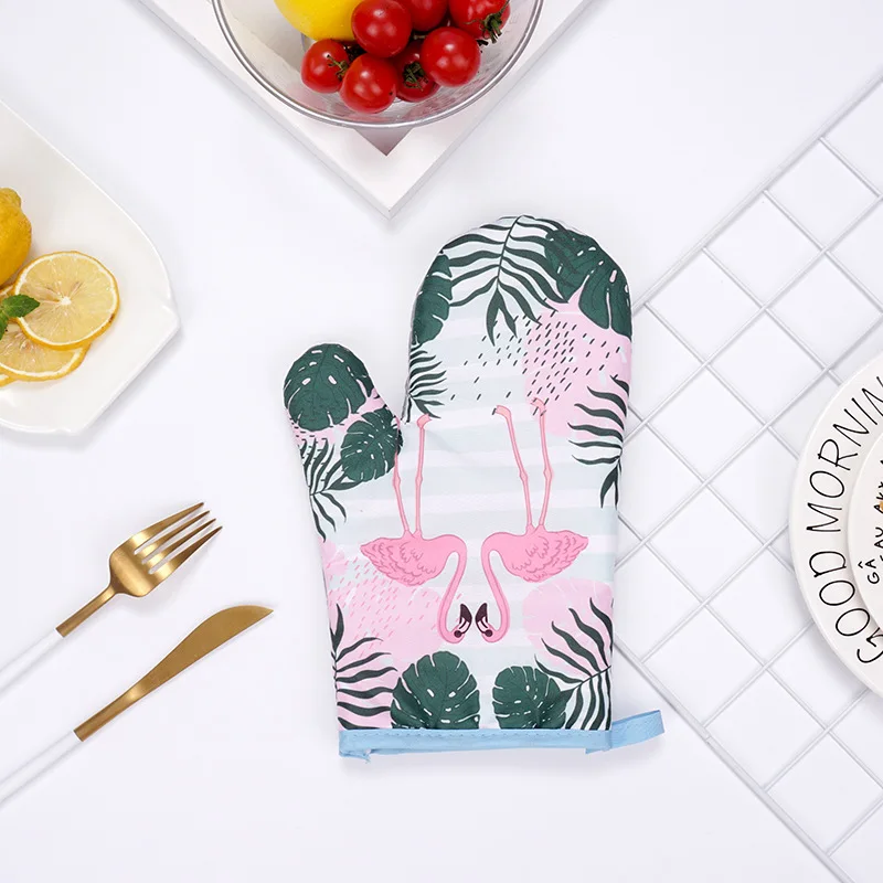 Изоляционные хлопковые перчатки с фламинго кухонные прихватки для