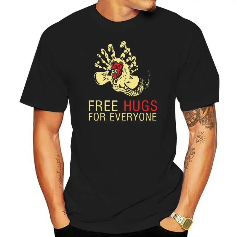

New Free Hugs For Everyone Facehugger Prometheus Weyland Fun Alien Black T-Shirt