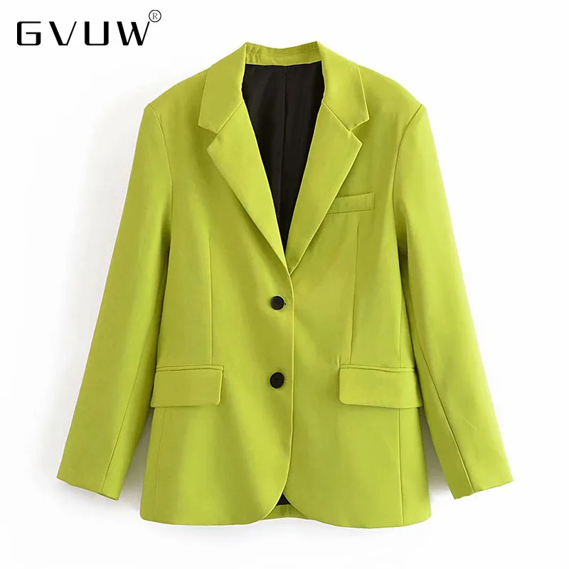 

Женский однобортный пиджак GVUW Z, флуоресцентный желтый костюм для ранней осени