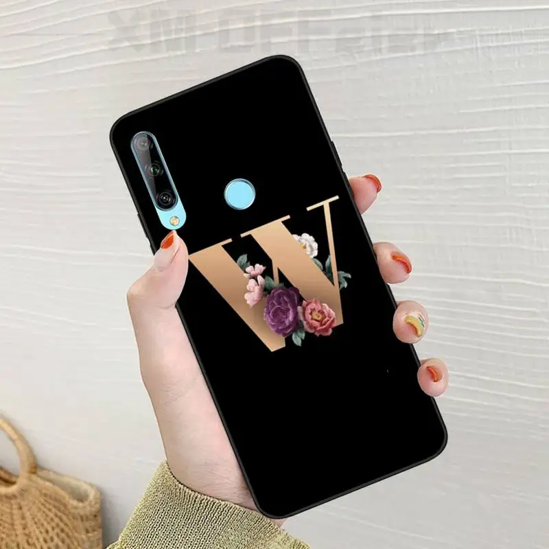 Flower custom initial letter TPU Soft Silicone Phone Case Cover For Huawei Enjoy 7S 8 9E 7 9 10plus NOVA 6-5G Pro se | Мобильные