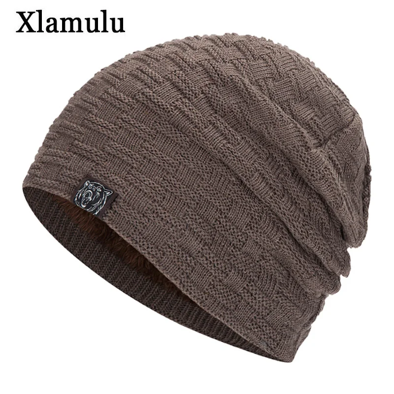 Xlamulu Мужская зимняя шапка Skullies вязаная шапка для женщин зимняя шапка мужская шапка Gorros Bonnet Мягкие вязаные шапки хлопок