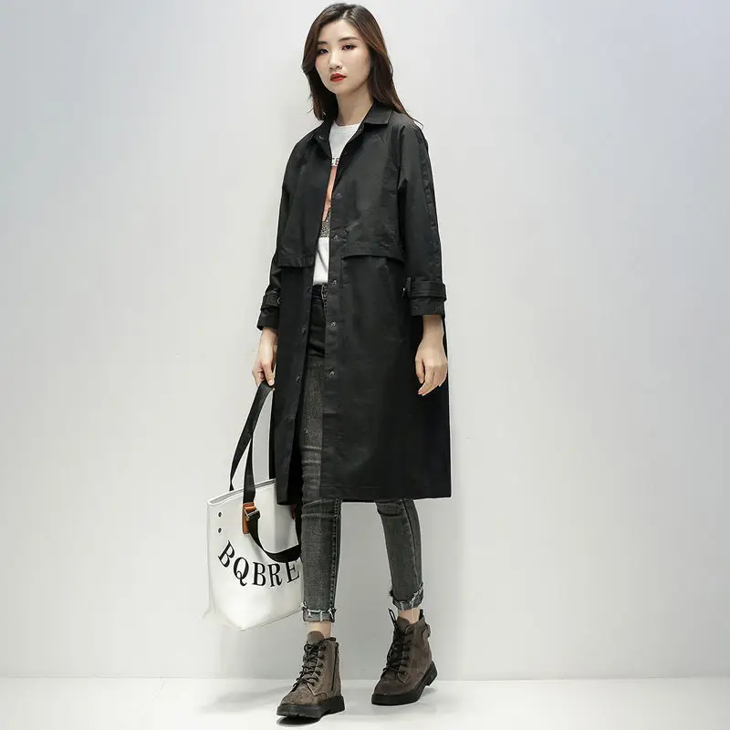 

Windbreaker women's middle long 2020 new loose casual temperament goddess coat small popular spring and autumn coat