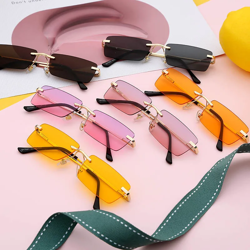 

Yellow Rectangle UV400 Sunglasses Women's Retro Small Frame Gradient Color Sunglasses Fashion Men's Glasses Can Be Wholesale
