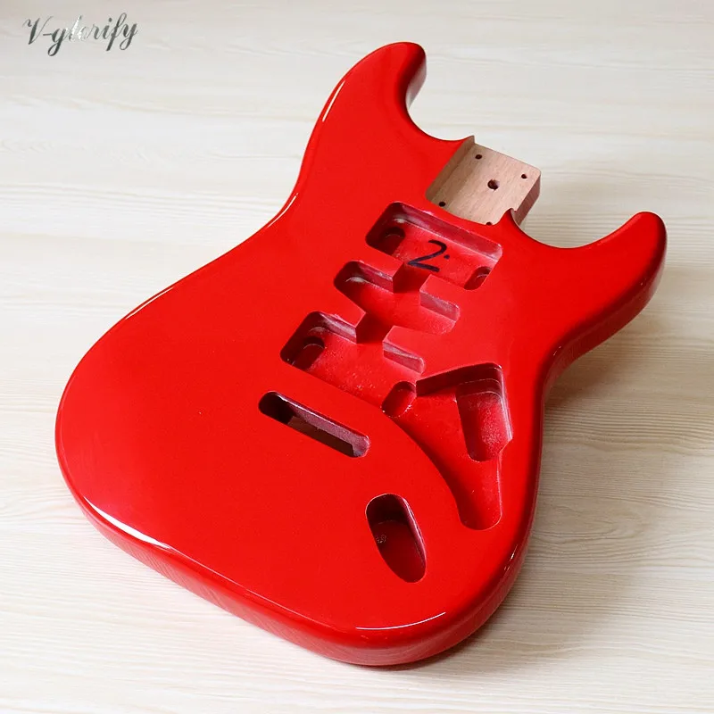 okoume holz rot farbe st gitarre körper hochglanz elektrische gitarre barrel körper gitarre barrel zubehör gitarre teile free global sh