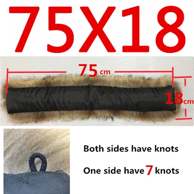75cmx18cm Новинка, высокое качество, зима, натуральный мех енота, воротник, женские шарфы, модное пальто, свитер, шарфы, шапка большого размера - Цвет: 75cmx18cm