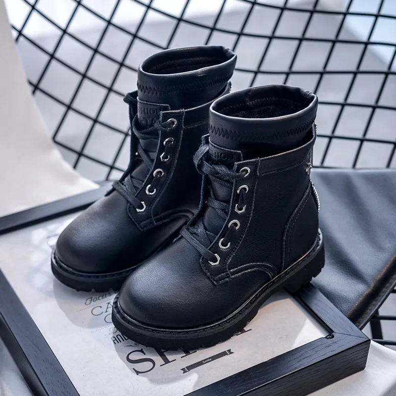 Ботинки martin на молнии сзади для мальчиков кожаные ботинки девочек Botas детские