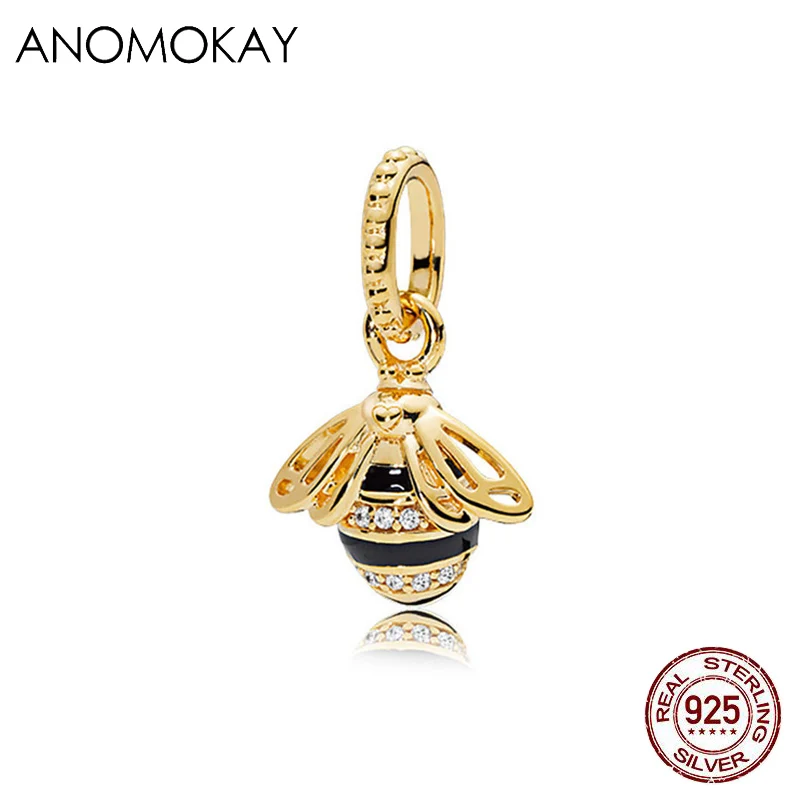 Anomookay, Стерлинговое Серебро 925 пробы, смешанный стиль, золотой цвет, подвески, подвеска из бисера, подходит для браслета Пандора, лучший сделай сам, ювелирное изделие, подарок