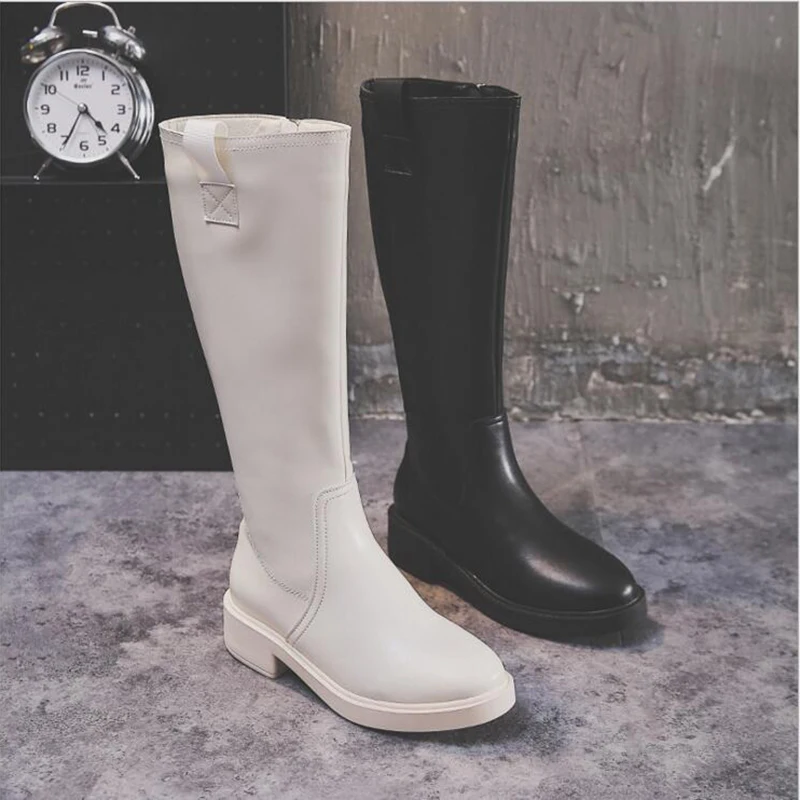 Новая женская обувь на толстой подошве Сезон осень-зима ботинки для верховой