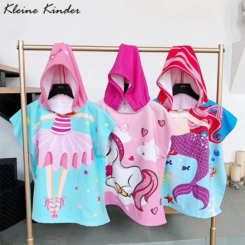 

Poncho Kids Cartoon Baby Bathrobe Hooded Children Swimming Towel Microfiber Bath Robe Animal For Boys Girls Toddler Beach Towels