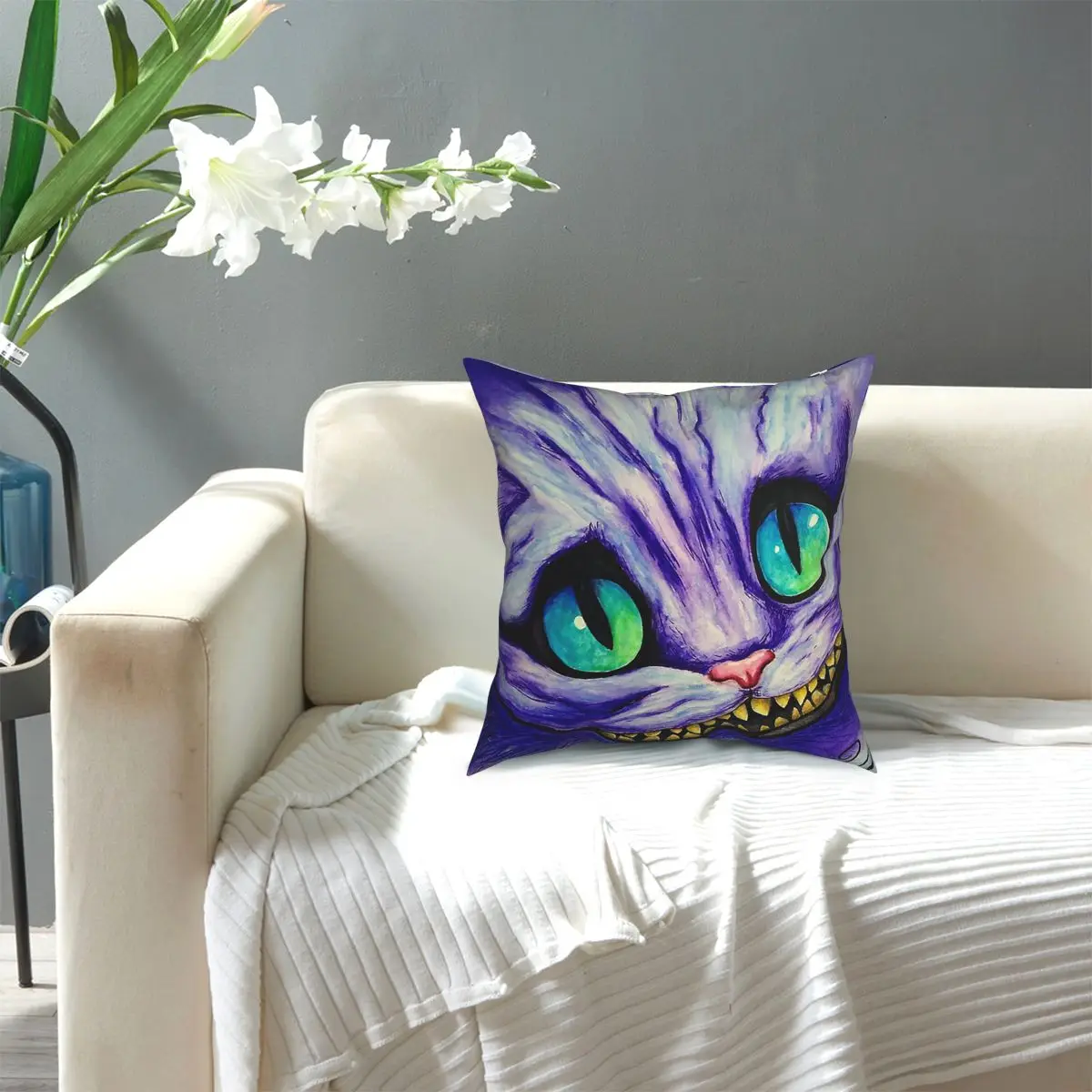 

We're All Mad Here Alicia En El Pais De Las Maravillas Square Pillow Case Polyester Throw Pillow Funny Pillowcase