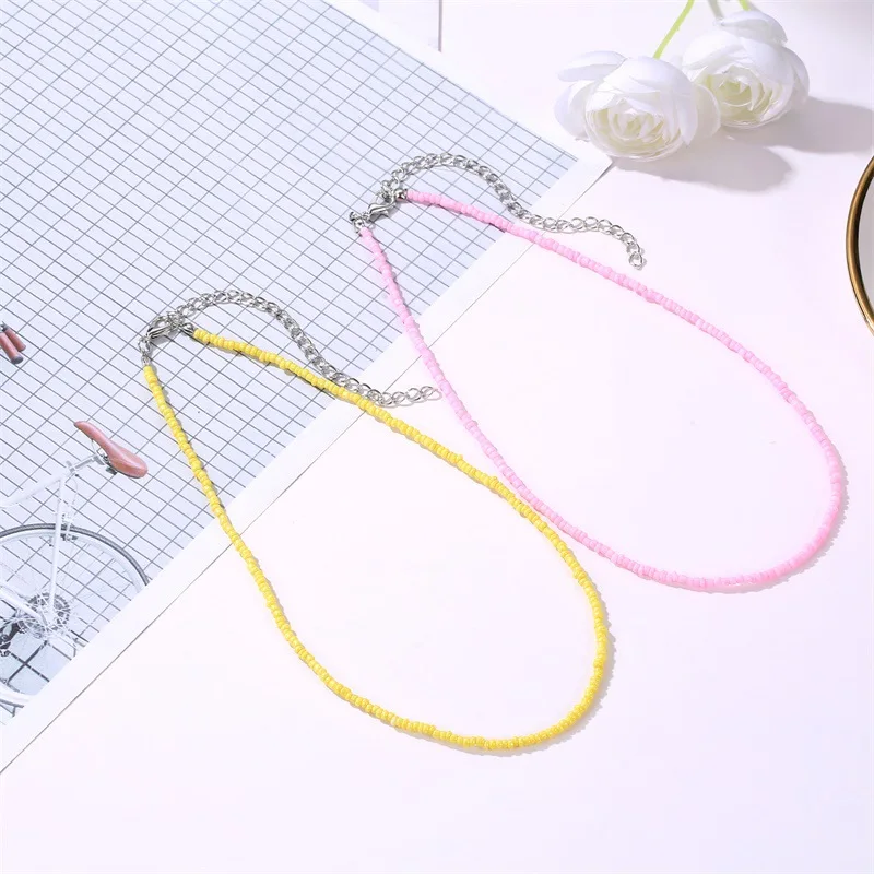 Женское богемное ожерелье с разноцветными бусинами чокер в стиле бохо бижутерия