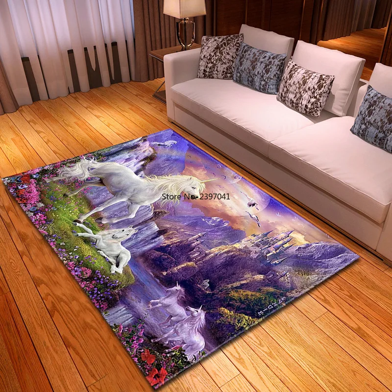 

Nordic 3D Unicorn Cartoon Animal Carpet Children's Room Bedroom Coffee Table Living Room Decorative Carpet