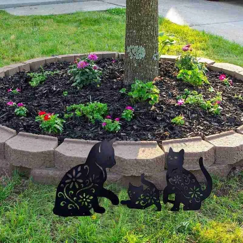 

Cat Yard Art Garden Statues Backyard Lawn Stakes Metal Family Decoration Garden Yard Outdoor Decor Ornaments Cat Garden Gif H5I1