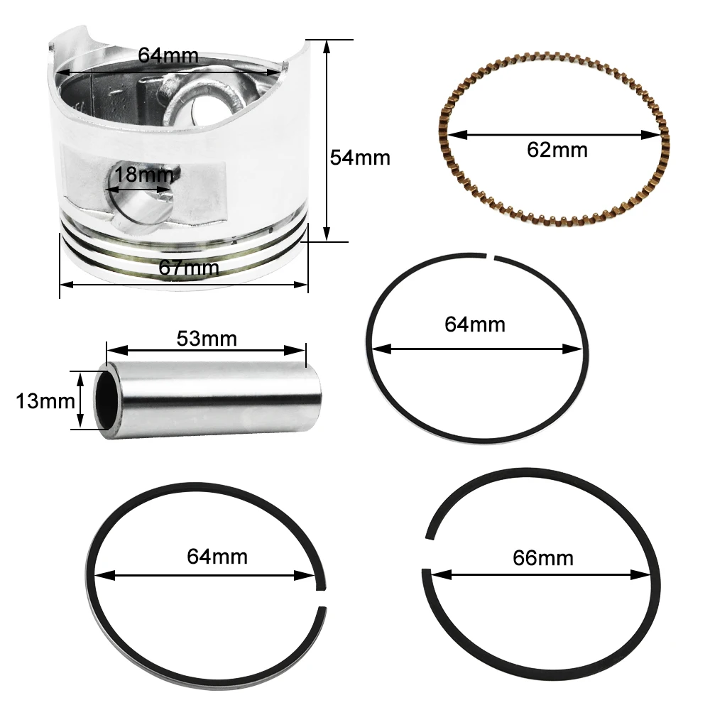 

68mm Piston Rings Kit w/Pin & Circlip for Honda GX160 GX200 5.5HP 6.5HP Gasoline Engine Motor Generator Water Pump 13101-ZH8-010