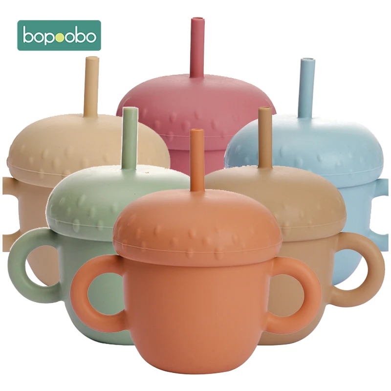 

Bopoobo Baby Feeding Cups Cartoon Mushroom Silicone Baby Learning Drinking Cup BPA Free Food Grade For Kids Silicone Sippy Cup