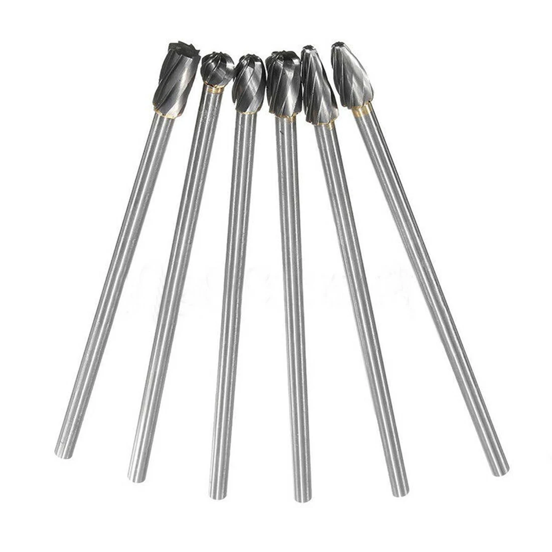 

10mm Rotary Aluminum Cut Burr 6mm 1/4\\\" Shank 150mm Long Reach Carbide Burs 6pcs Drilling Accessories Tools Kit