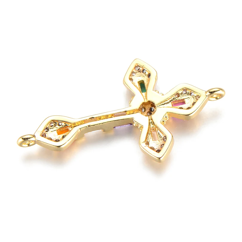 Neovivi Rainbow Cross Charm Micro Pave Rectangle Zircon Connector CZ Beads for Jewelry Making Women Bracelet Necklace Needlework | Украшения