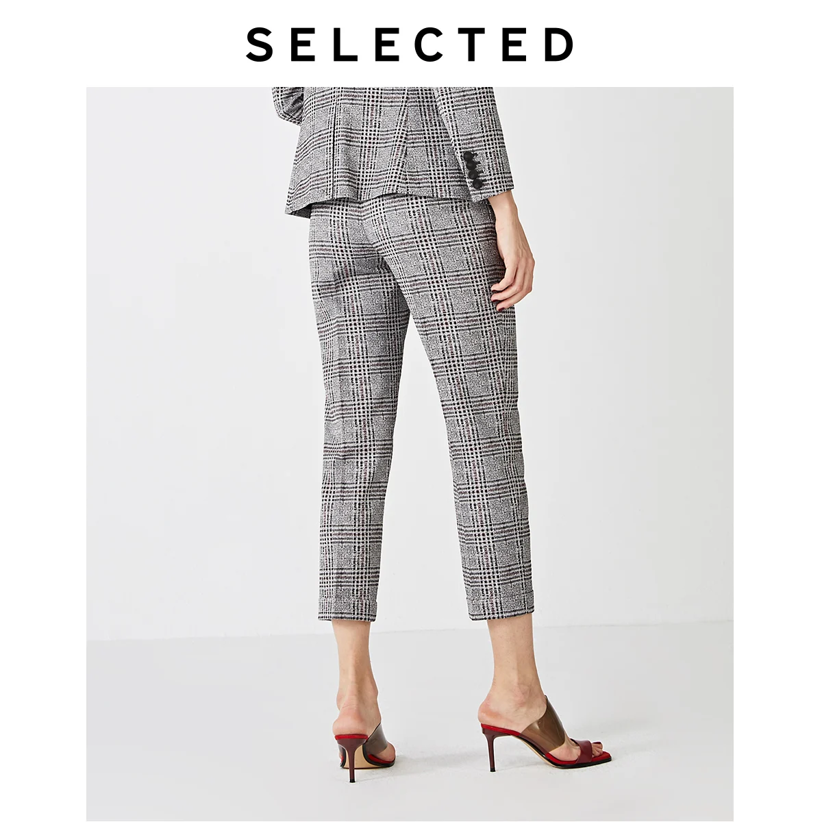 Отборные женские стильные клетчатые свернутые манжеты зауженные укороченные