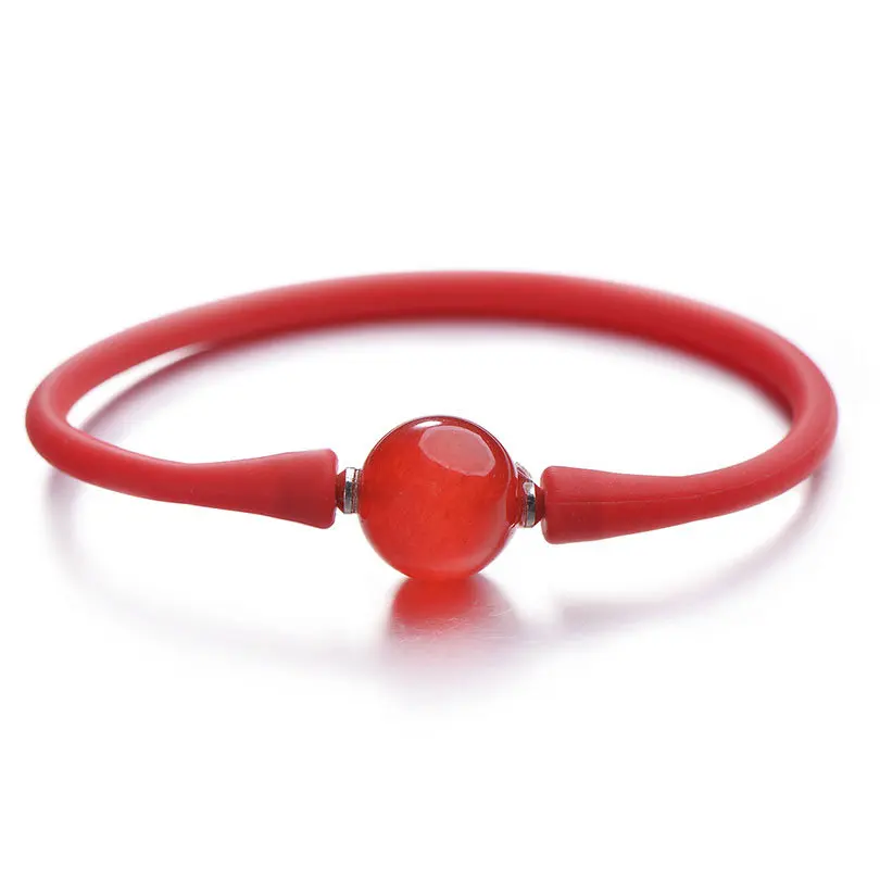 red red Pipitree простой силикон Унисекс Браслет 14 мм Инь Ян очаровательные каменные бусины браслеты для женщин мужчин пара ювелирных изделий Pulsera mujer - Окраска металла: red red