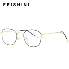 Очки женские Овальные Feishini, золотистые, с защитой от синего света, с фильтром, снижающим нагрузку, очки овальные, 2020