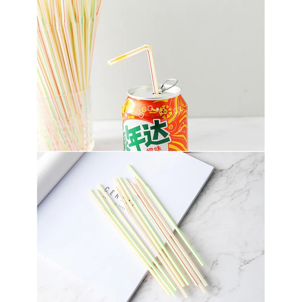 

100PCS Disposable Drinking Straws Multi Colored Rainbow Drinking Straws For Bar Picnic BBQ Kid Friendly Random Color