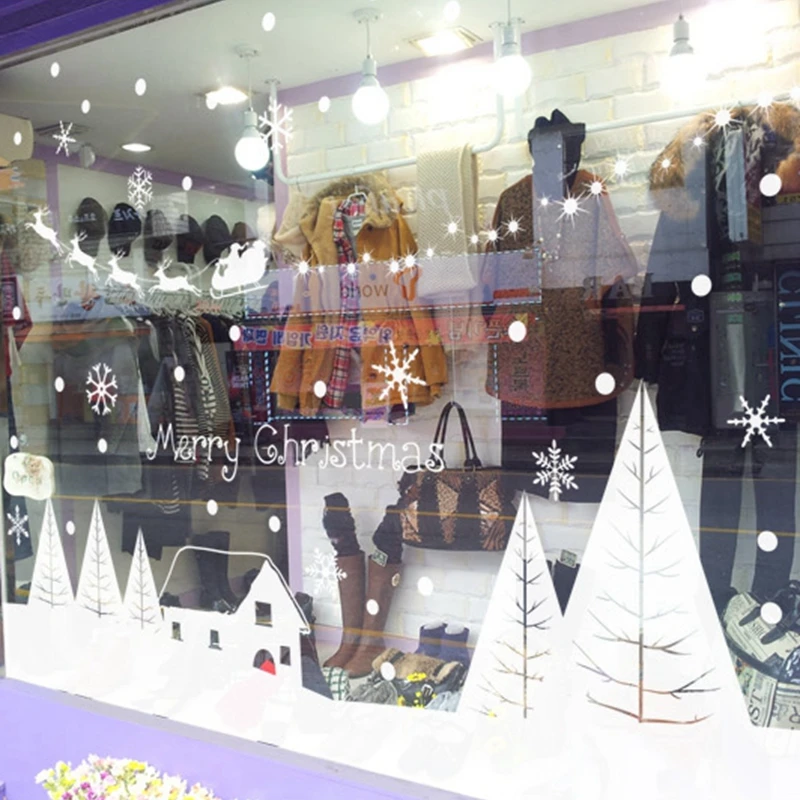 Большая наклейка с новогодней елкой фонтанная плакаты виниловые наклейки на