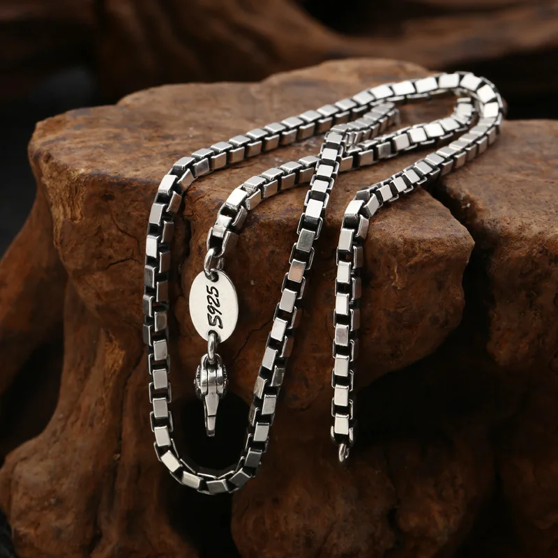 Женское мужское ожерелье с подвеской 100% Настоящее серебро 925 пробы 3 мм Толстая