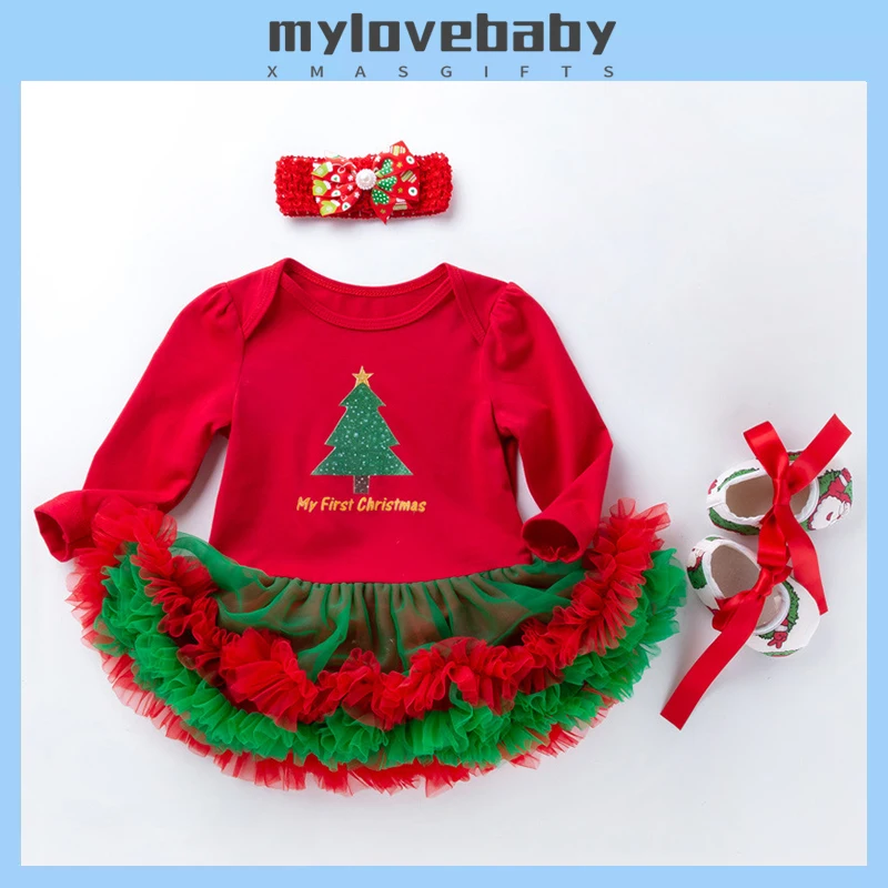 

Merry Christmas New Baby Girl Dress 2021 Infant Toddler Red Clothes Cute Newborn Girl Clothes Bebe Vestidos Newborn Romper Dress