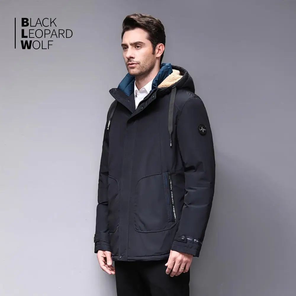 Blackleopardwolf Мужской пуховик зимние мужские куртки и пальто со съемным мехом зимние парки BL-986