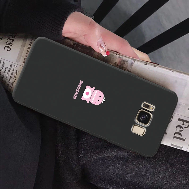 Чехол для Samsung Galaxy S8 Plus чехол S7 Edge милый мультяшный S9 простой черный силиконовый