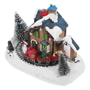 1Pc Christmas Mini Resin House Ornament Micro House Decoration Xmas Supply