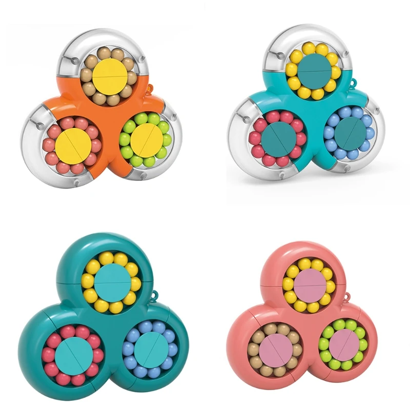 

28EC Hand Spinner Fingertip Toy Colorful Bean Cube Miniature Novelty Gift Boys Girls Party Supply Stress Relief Anxiety Toy