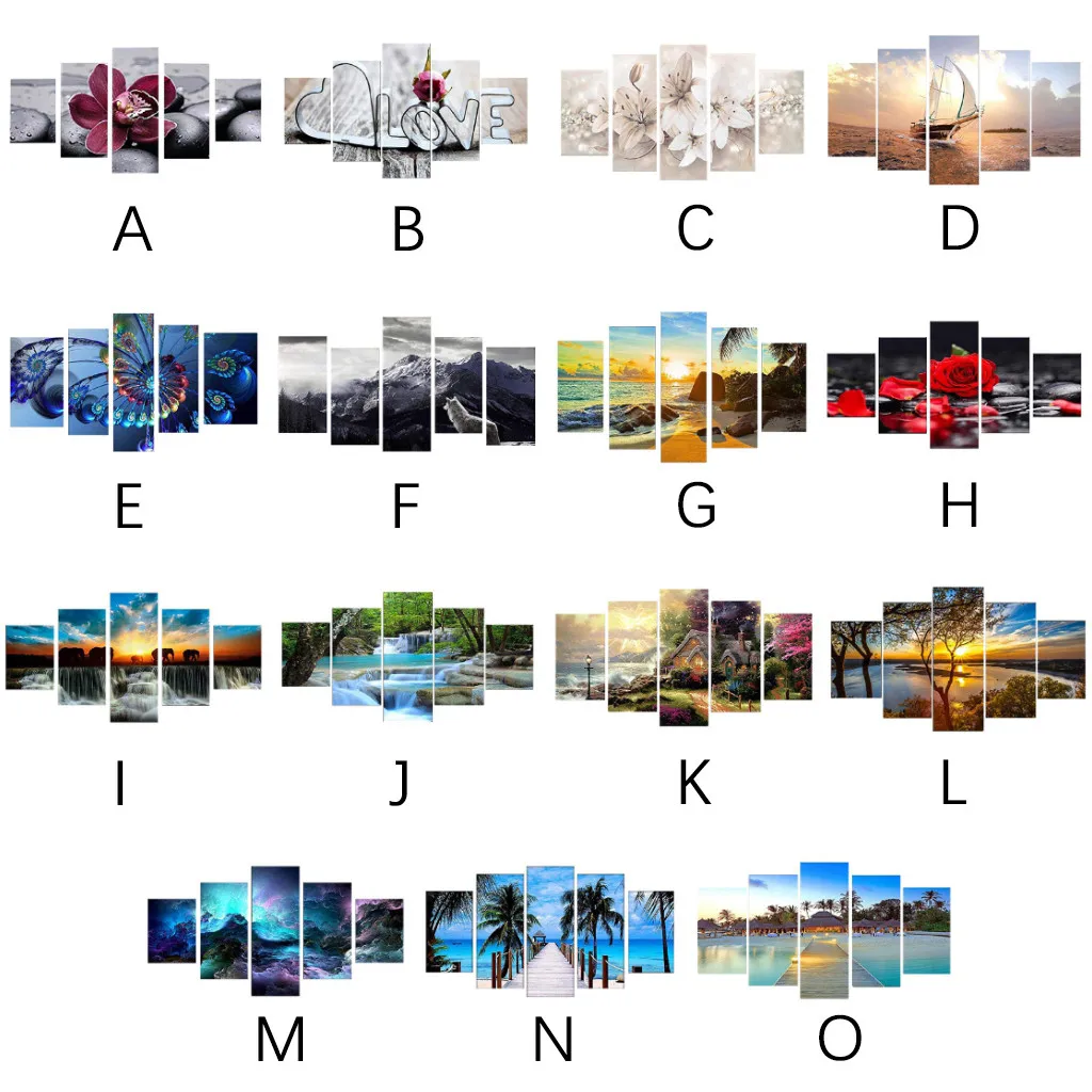 Современная Картина на холсте 5 шт. комбинированные постеры абстрактные красные