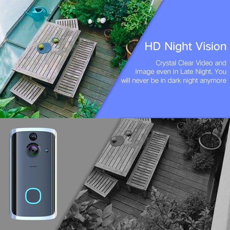 

Wireless ligent Two-Way Voice Video Door Intercom Camera Easy Installation Phone Alarm Monitoring Camera US Plug