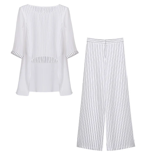 Комплект из двух предметов: блузки и штаны 2019 г. Летние резинка на талии в полоску